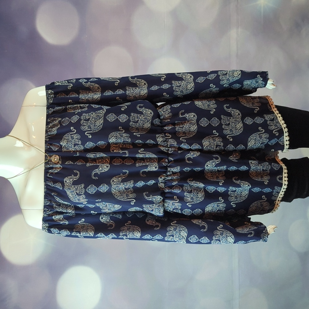 Jesse& J sz XL Off the Shoulder Elephant Top (Former Romper)